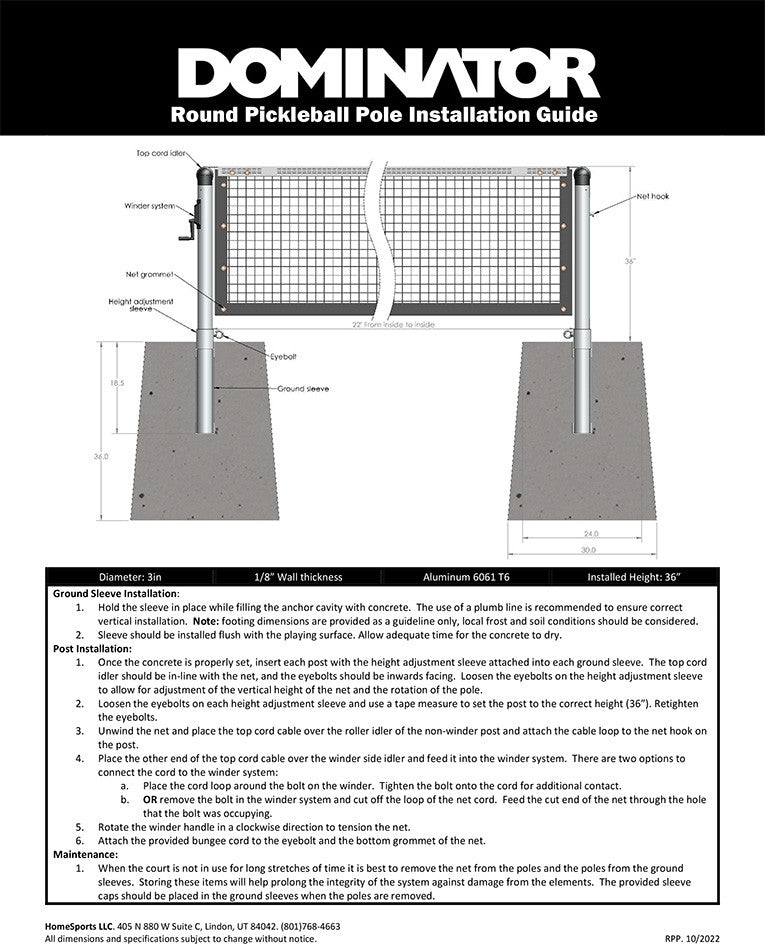 Dominator Permanent Pickleball Net Post System | Pickleball Sports