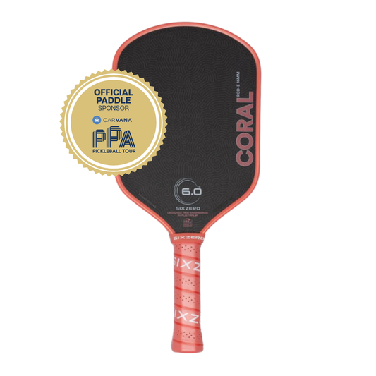 Six Zero Coral 16mm Elongated Pickleball Paddle | Pickleball Sports