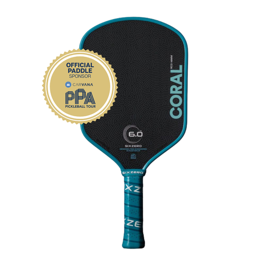 Six Zero Coral 16mm Hybrid Pickleball Paddle | Pickleball Sports