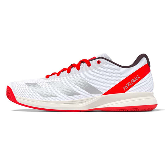 adidas White/Silver/Red Courtflash  Pickleball Shoe | Pickleball Sports