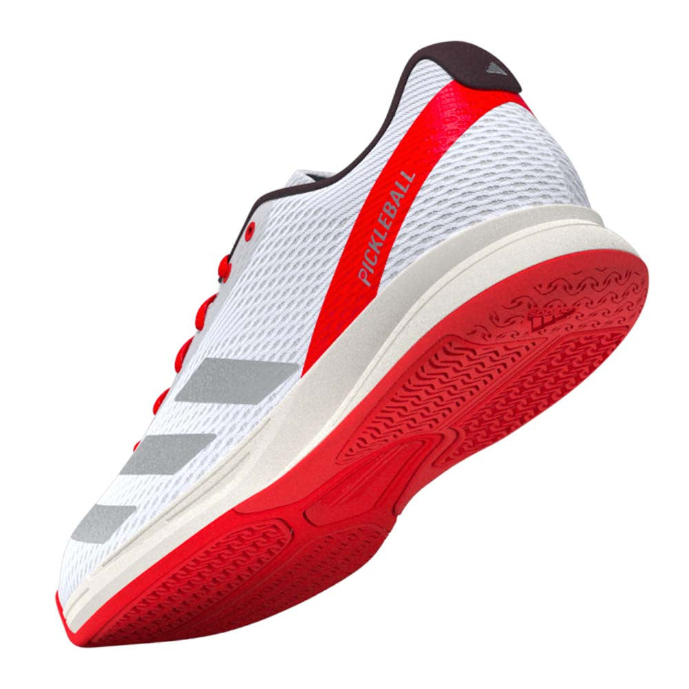 adidas White/Silver/Red Courtflash  Pickleball Shoe | Pickleball Sports