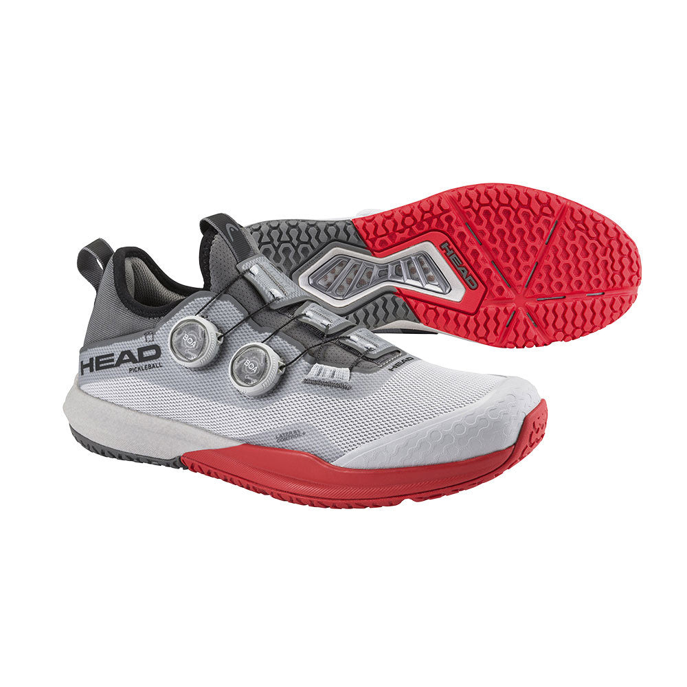 HEAD Motion Pro BOA Pickleball Shoe, Light Grey/Red | Pickleball Sports