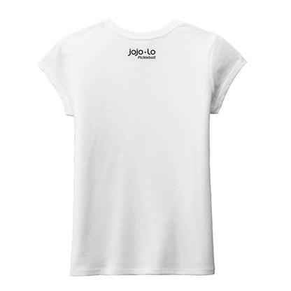 jojo + lo Glitter Flake Dink Like a Girl Little Girl Crew Tee | Pickleball Sports