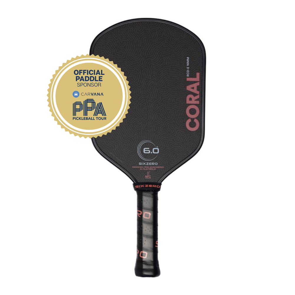 Six Zero Coral 16mm Elongated Pickleball Paddle | Pickleball Sports