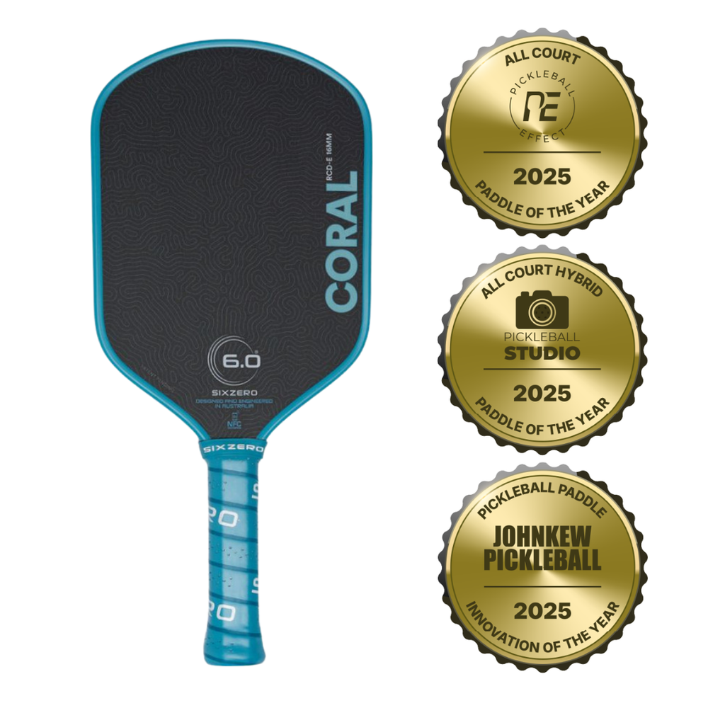 Six Zero Coral 16mm Elongated Pickleball Paddle | Pickleball Sports