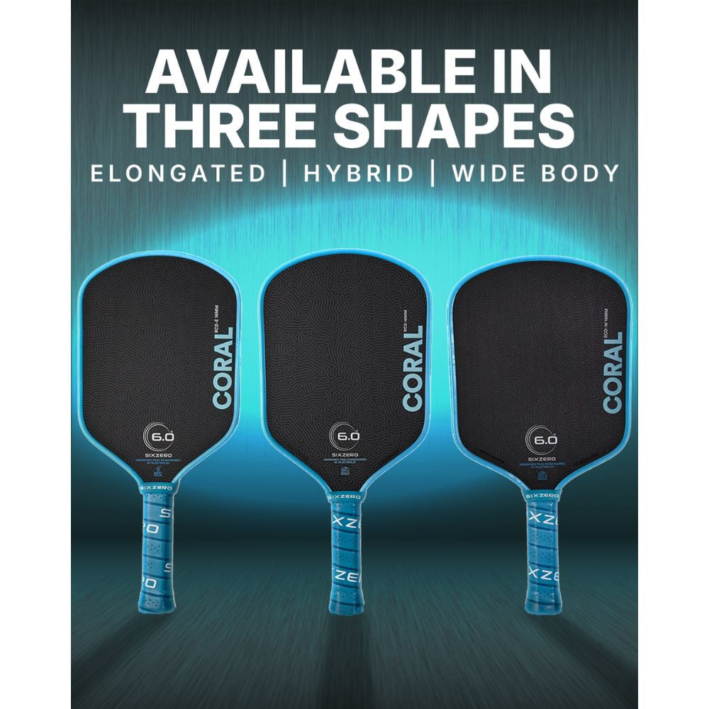 Six Zero Coral 16mm Elongated Pickleball Paddle | Pickleball Sports