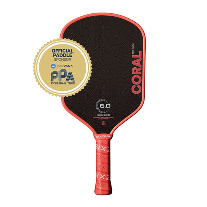 Six Zero Coral 16mm Hybrid Pickleball Paddle | Pickleball Sports