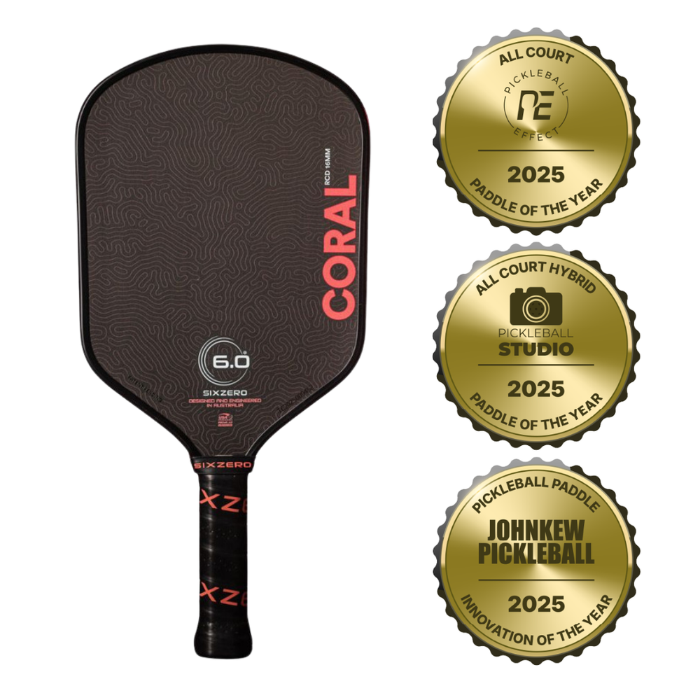 Six Zero Coral 16mm Hybrid Pickleball Paddle | Pickleball Sports