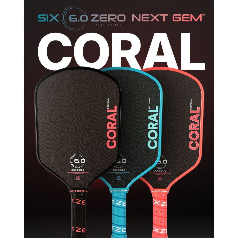 Six Zero Coral 16mm Hybrid Pickleball Paddle | Pickleball Sports