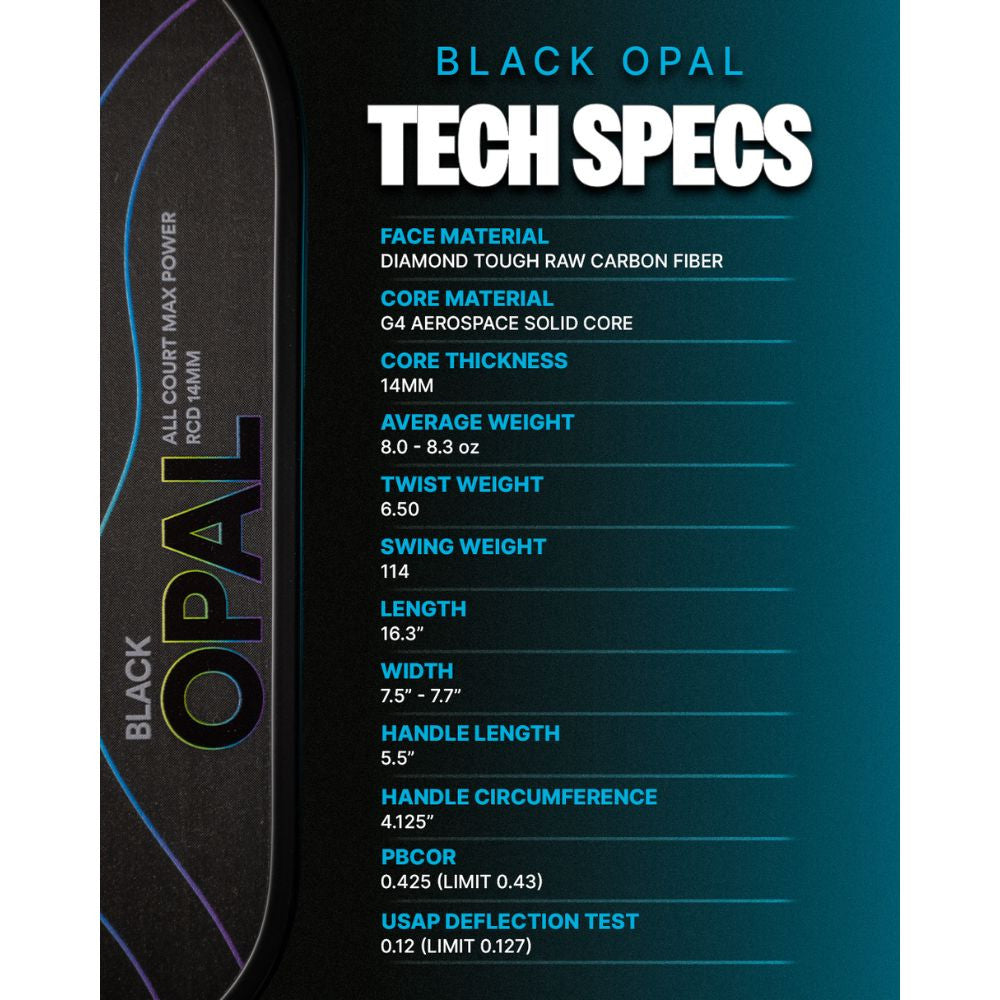Six Zero Black Opal Pickleball Paddle | Pickleball Sports