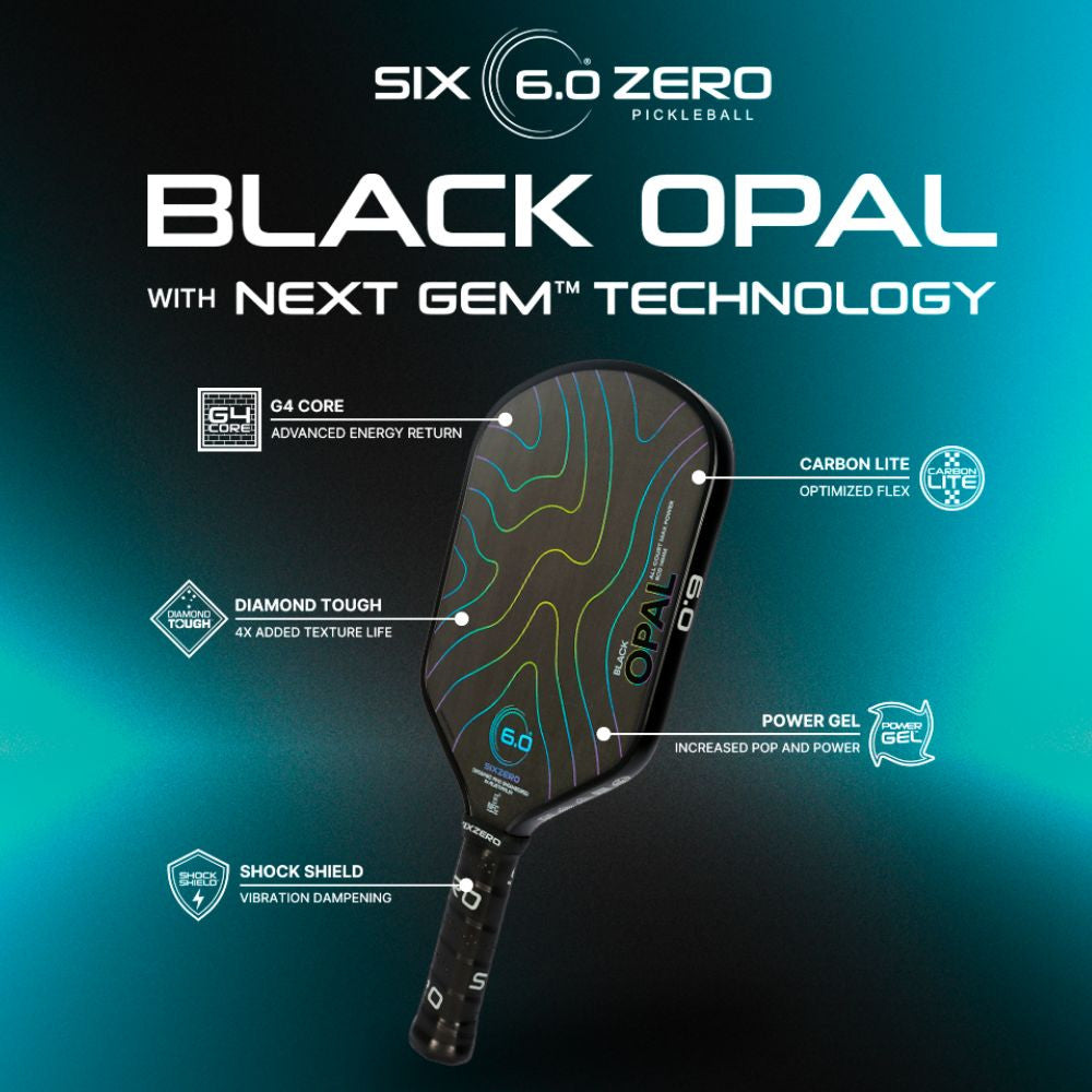 Six Zero Black Opal Pickleball Paddle | Pickleball Sports