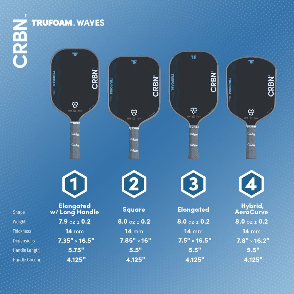 CRBN TruFoam Waves 3 Elongated Pickleball Paddle | Pickleball Sports