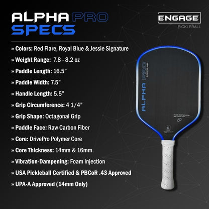 Engage Pursuit Alpha Pro 14mm Pickleball Paddle | Pickleball Sports