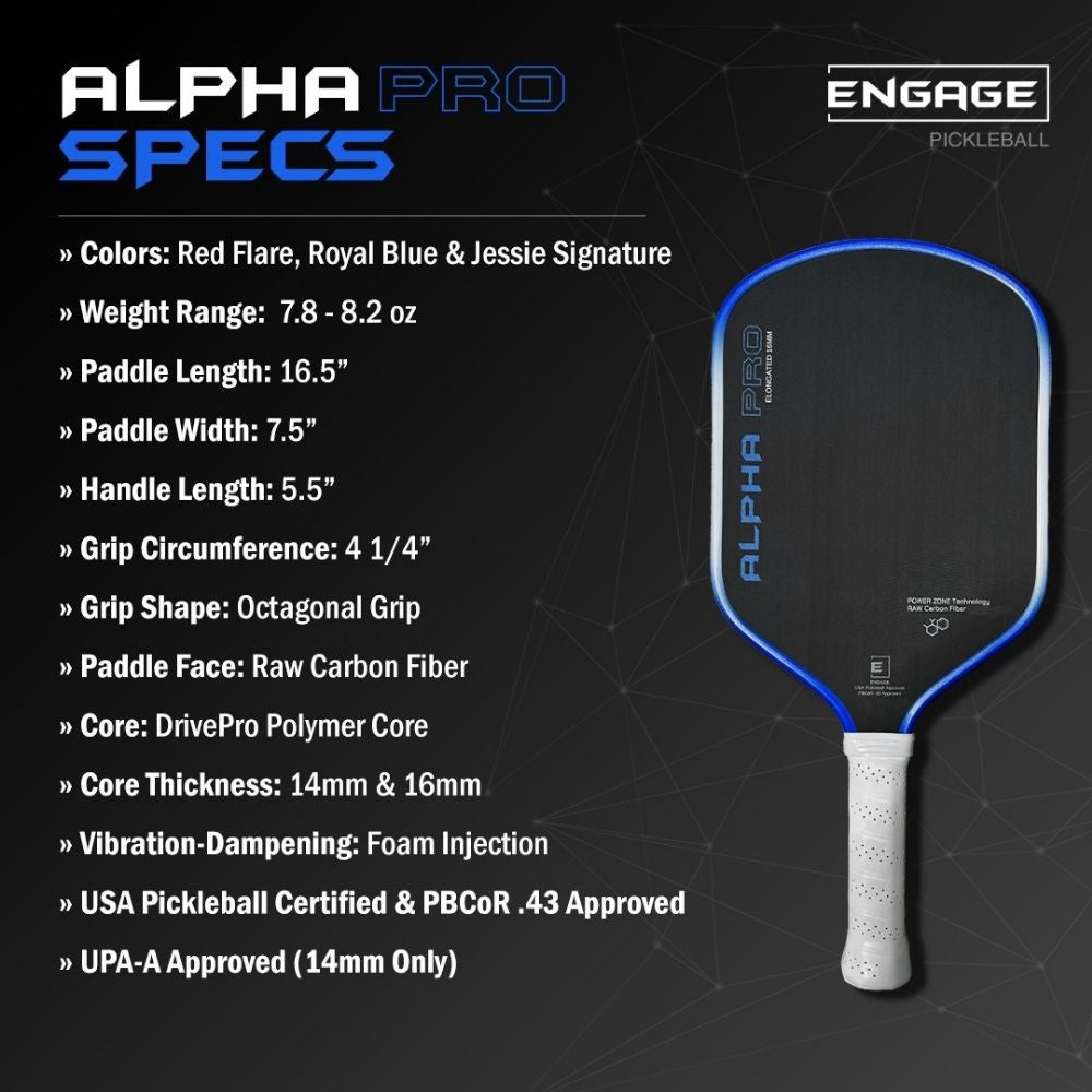 Engage Pursuit Alpha Pro 16mm Pickleball Paddle | Pickleball Sports