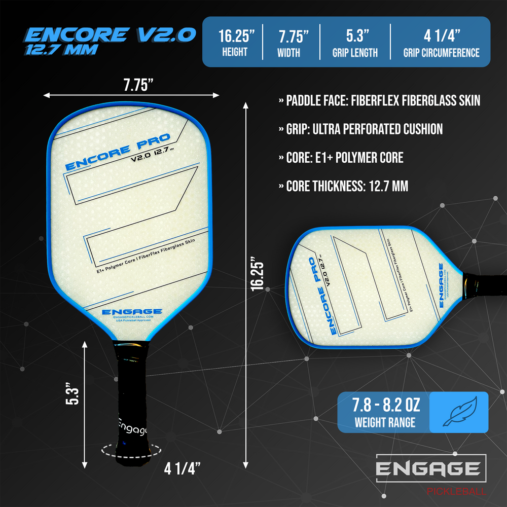 Engage Encore Pro V2.0 12.7mm Pickleball Paddle | Pickleball Sports