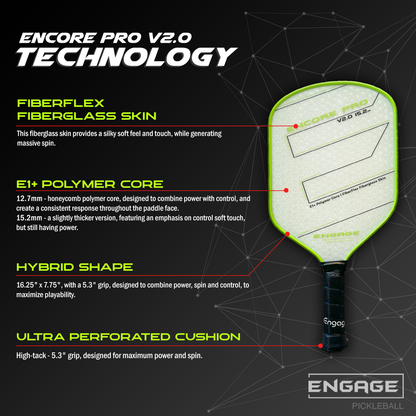 Engage Encore Pro V2.0 12.7mm Pickleball Paddle | Pickleball Sports