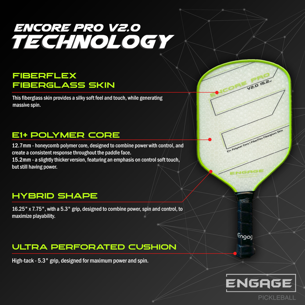 Engage Encore Pro V2.0 15.2mm Pickleball Paddle | Pickleball Sports