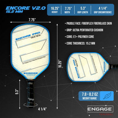 Engage Encore Pro V2.0 15.2mm Pickleball Paddle | Pickleball Sports