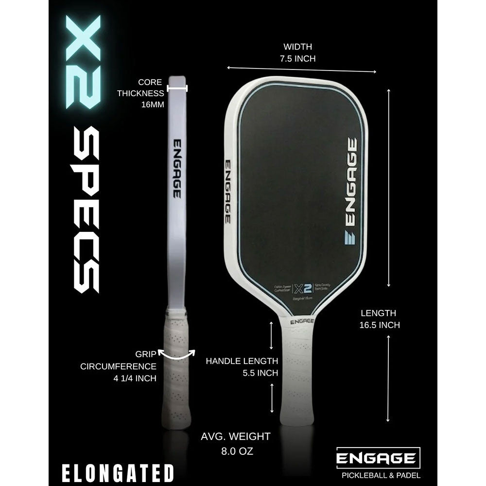 Engage X2 Elongated 16mm Pickleball Paddle | Pickleball Sports