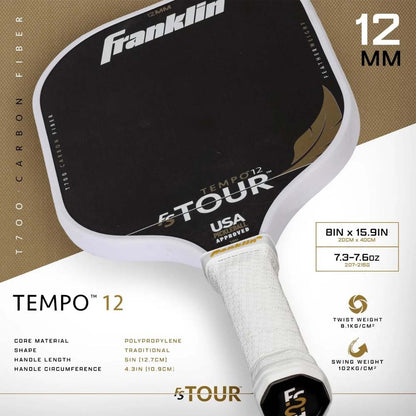 Franklin FS Tour Featherweight Series Tempo 12mm Pickleball Paddle | Pickleball Sports