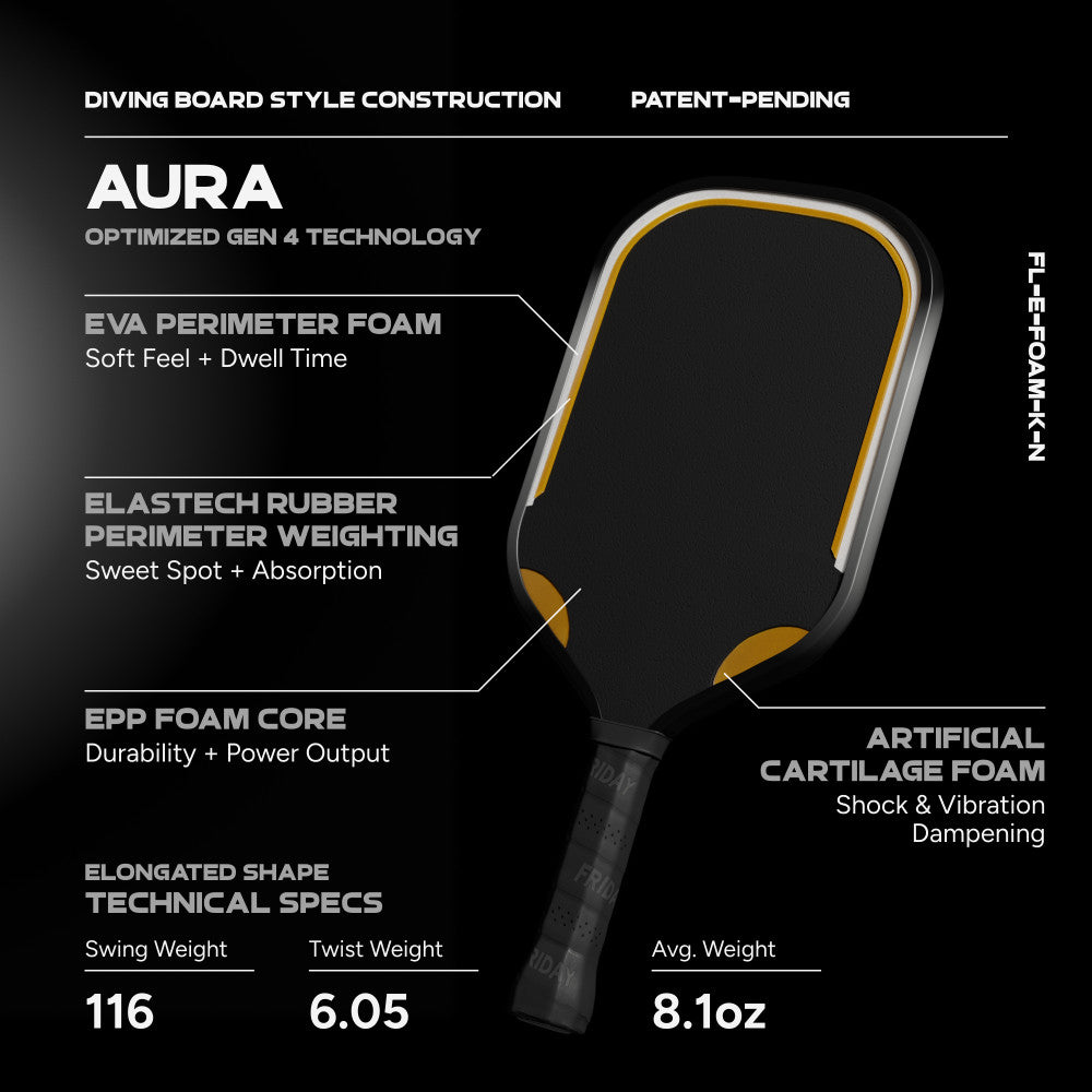 FRIDAY Aura Elongated Pickleball Paddle | Pickleball Sports