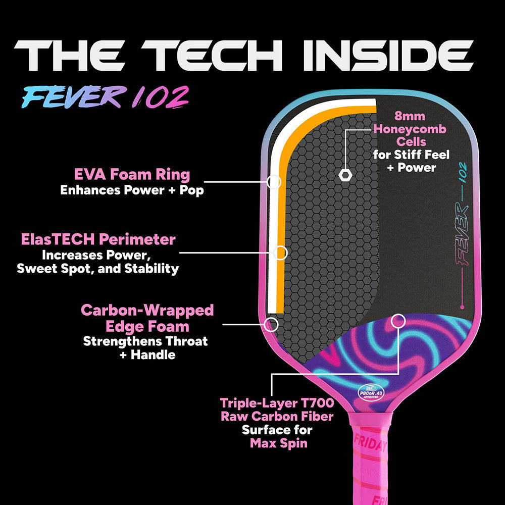 FRIDAY Fever 102 Elongated Pickleball Paddle | Pickleball Sports
