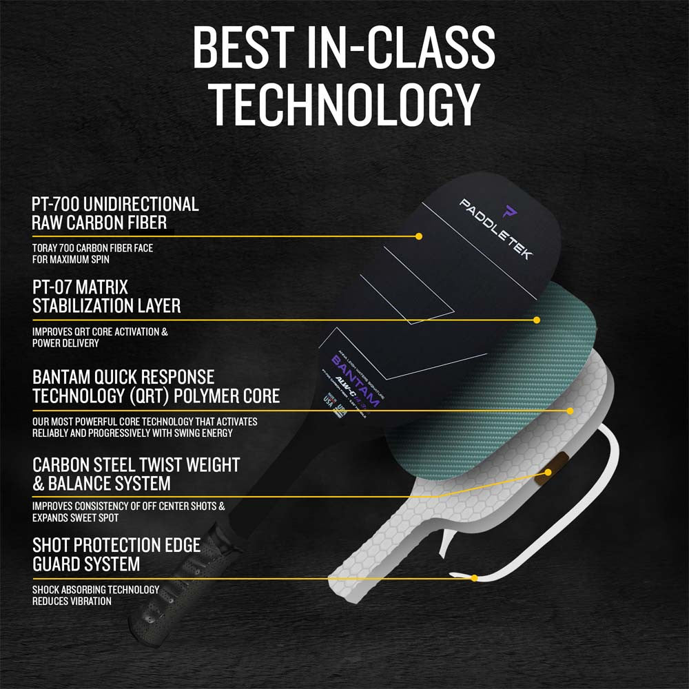 Paddletek Bantam ALW-C Anna Leigh Waters Carbon 14.3mm Paddle | Pickleball Sports