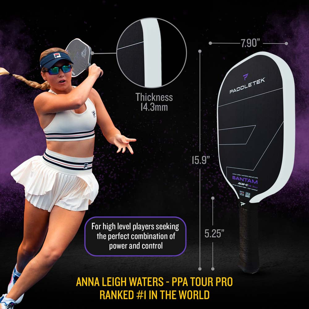 Paddletek Bantam ALW-C Anna Leigh Waters Carbon 14.3mm Paddle | Pickleball Sports