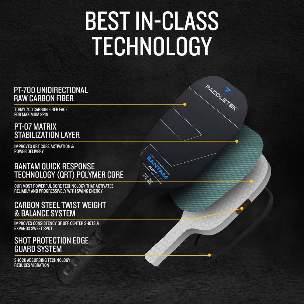 Paddletek Bantam ALW-C Anna Leigh Waters Carbon 12.7mm Paddle | Pickleball Sports