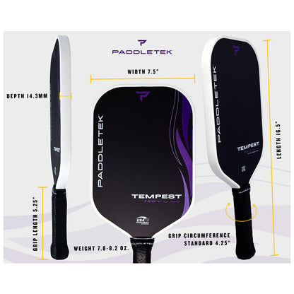 Paddletek Tempest TKO-C 14.3mm Pickleball Paddle | Pickleball Sports