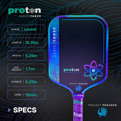 Proton Series Three Project Peacock 15mm Widebody Pickleball Paddle | Pickleball Sports