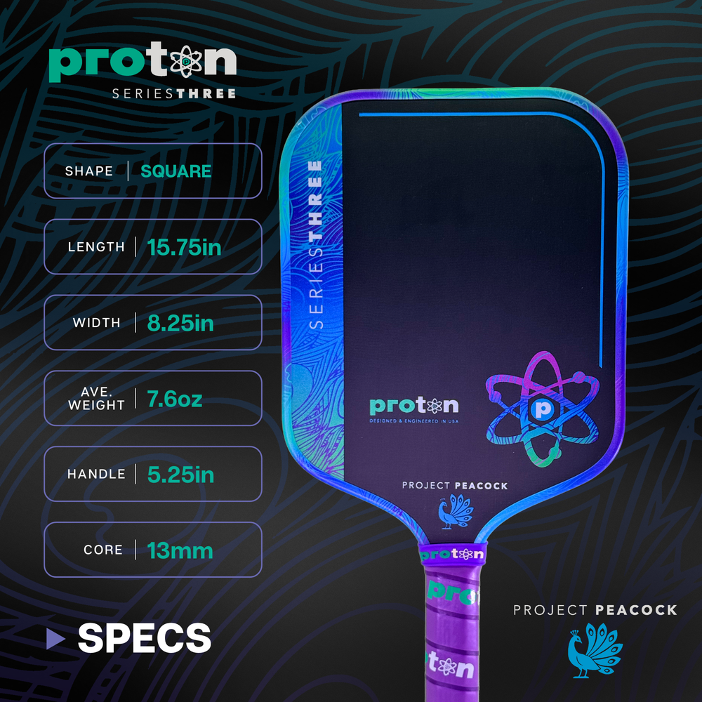 Proton Series Three Project Peacock 13mm Widebody Pickleball Paddle | Pickleball Sports