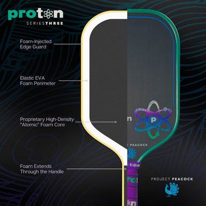 Proton Series Three Project Peacock 13mm Elongated Pickleball Paddle | Pickleball Sports