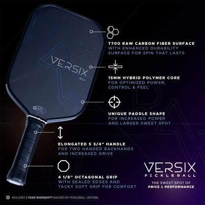 VERSIX RAW 6C Carbon Fiber Pickleball Paddle | Pickleball Sports