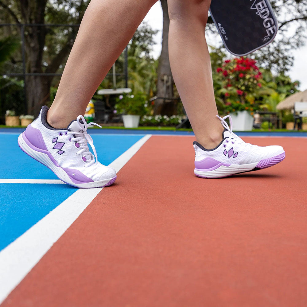 Diadem Court Burst Court Shoe - White/Purple | Pickleball Sports