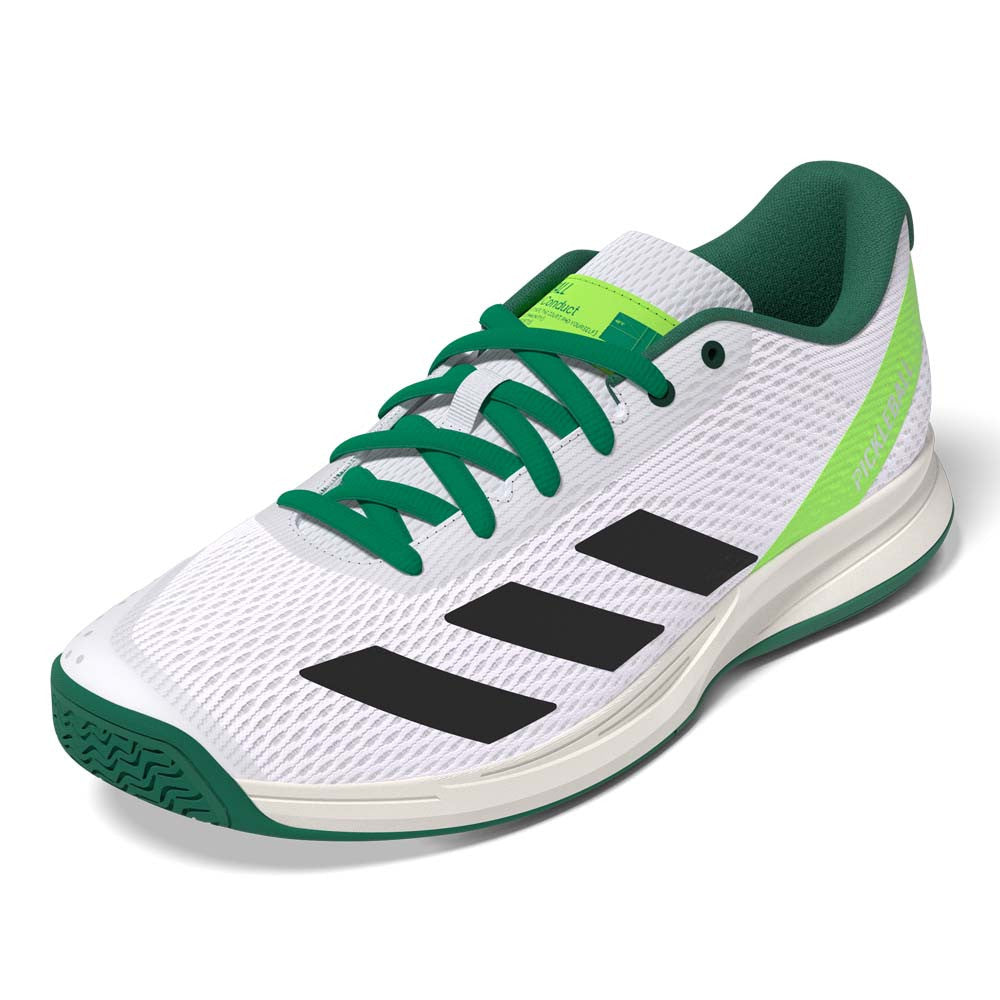 adidas White/Black/Green Courtflash  Pickleball Shoe | Pickleball Sports