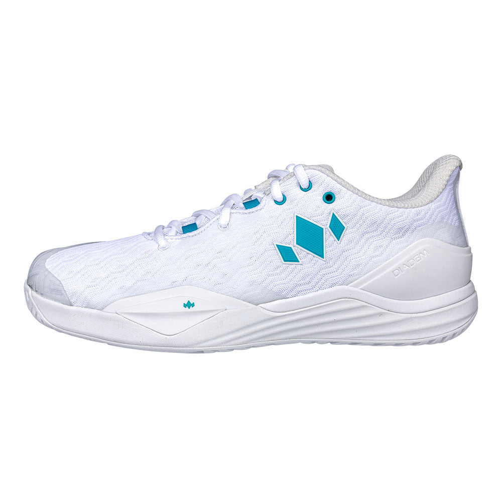 Diadem Court Burst Court Shoe - Unisex - White/Teal | Pickleball Sports