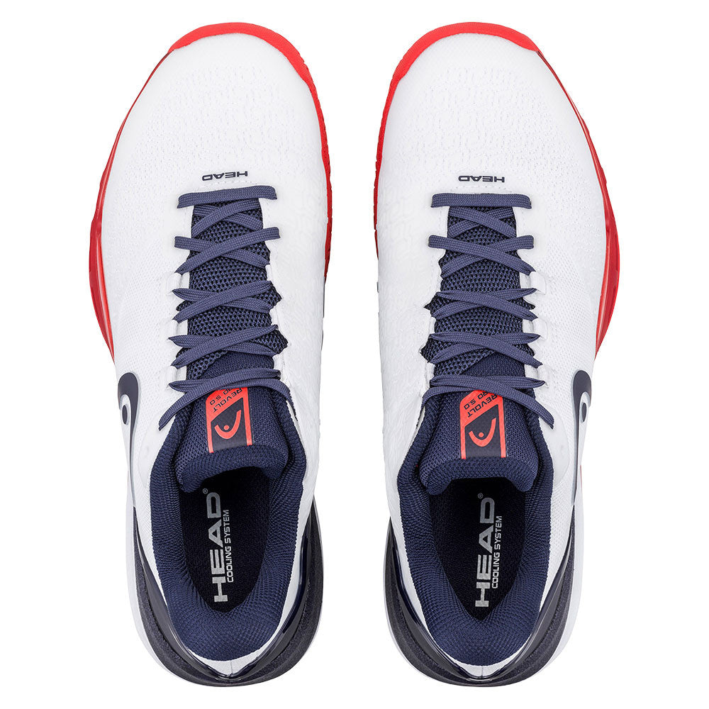 HEAD Revolt Pro 5.0 Court Shoe - White/Navy/Red | Pickleball Sports