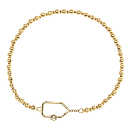 Born to Rally Pickleball Paddle Beaded Rhinestone Bracelet | Pickleball Sports