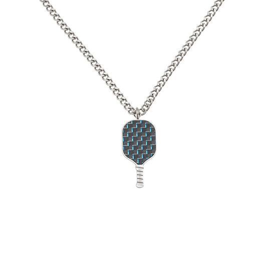 Born to Rally Pickleball Stainless Steel Carbon Fiber Necklace | Pickleball Sports
