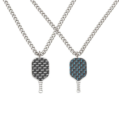Born to Rally Pickleball Stainless Steel Carbon Fiber Necklace | Pickleball Sports
