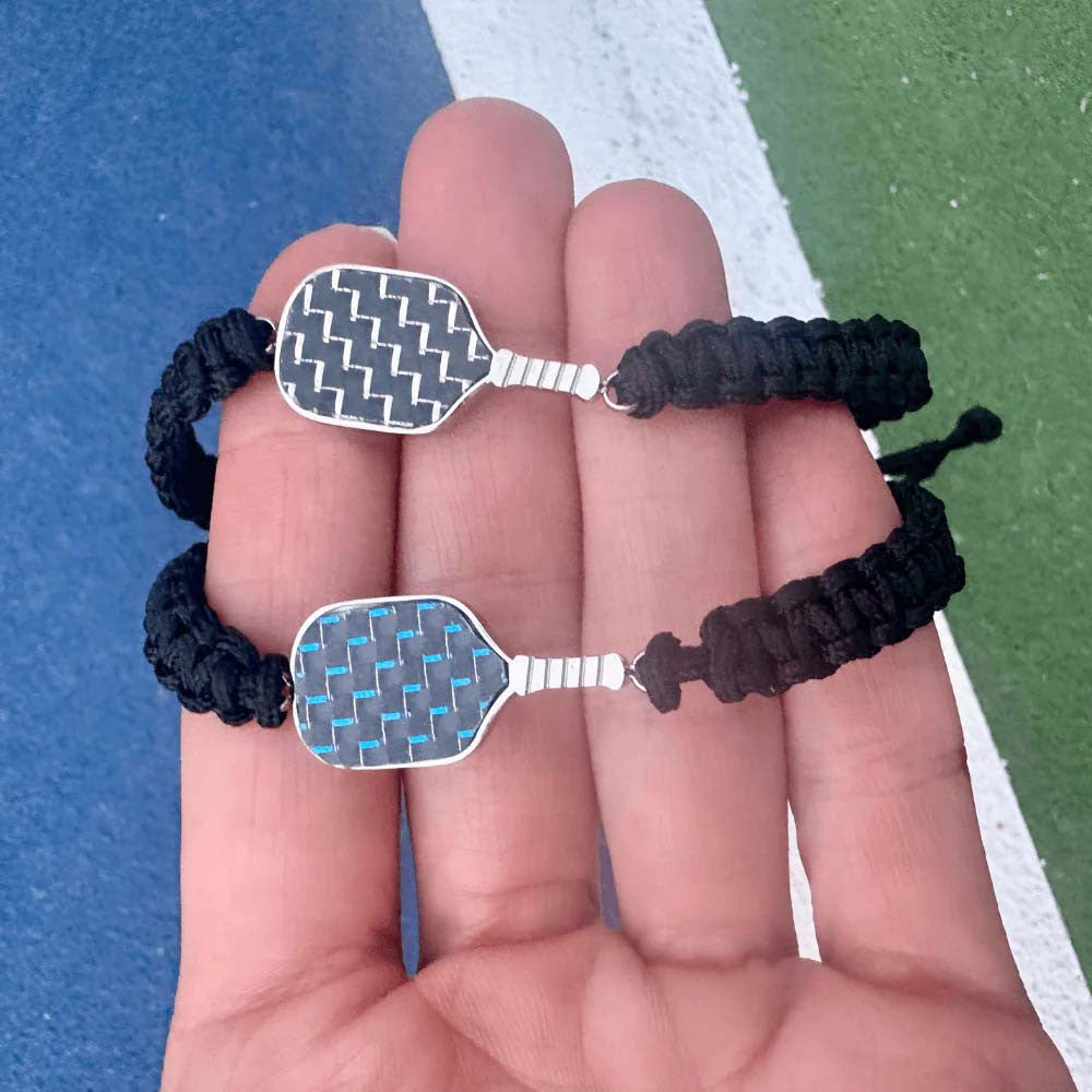 Born to Rally Pickleball Stainless Steel Carbon Fiber Bracelet | Pickleball Sports