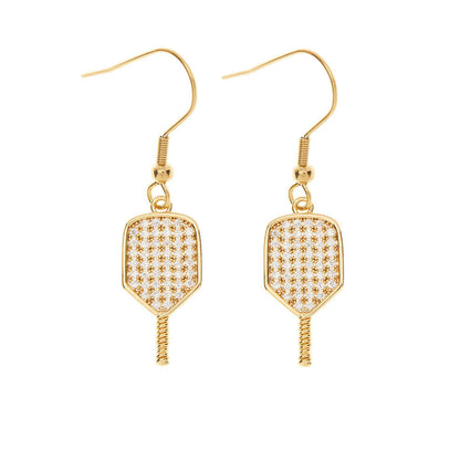 Born to Rally Pickleball Paddle CZ Dangle Earrings | Pickleball Sports