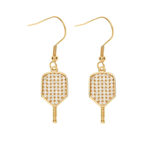 Born to Rally Pickleball Paddle CZ Dangle Earrings | Pickleball Sports