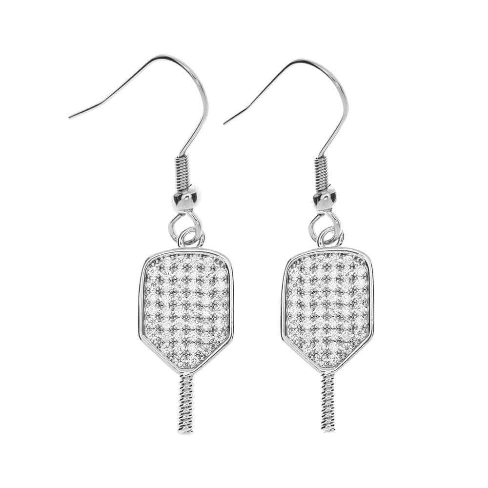 Born to Rally Pickleball Paddle CZ Dangle Earrings | Pickleball Sports