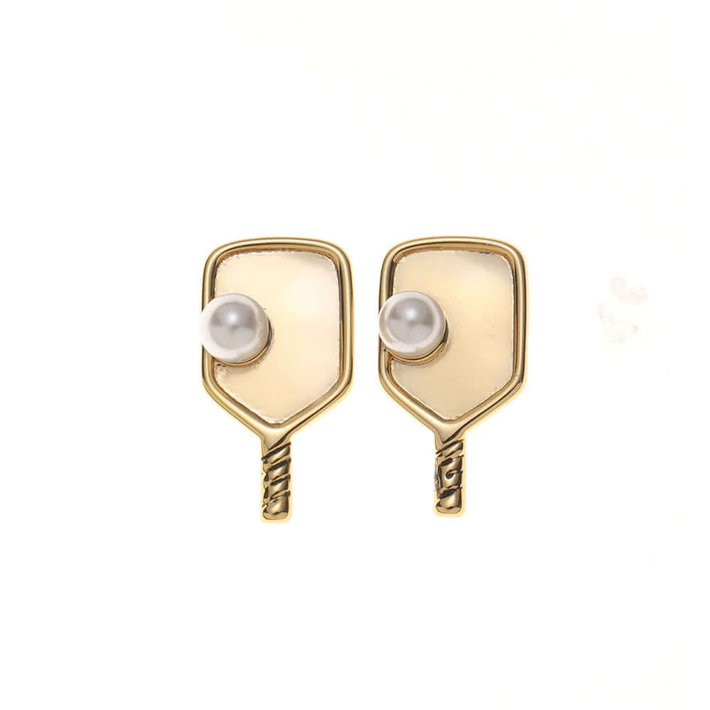 Born to Rally Pickleball Pearl Stud Earrings | Pickleball Sports