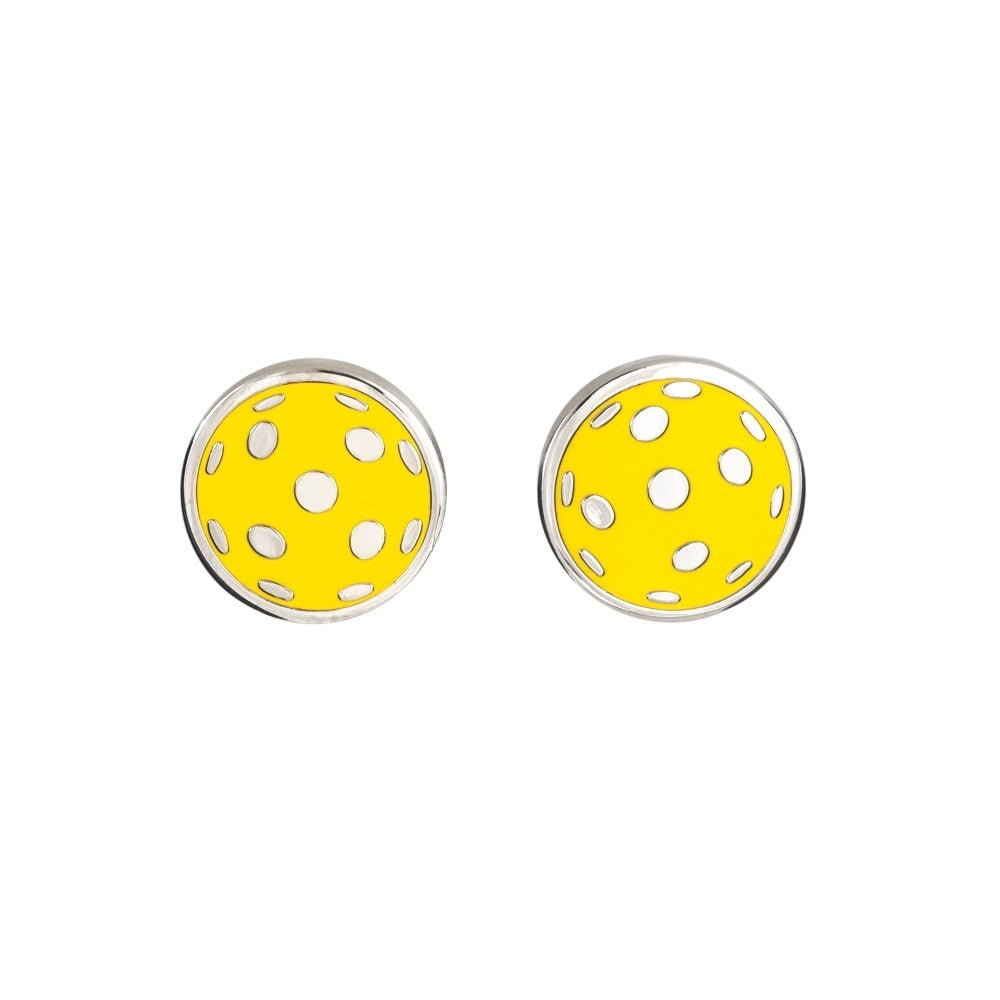 Yellow Pickleball Ball Earrings Flat | Pickleball Sports