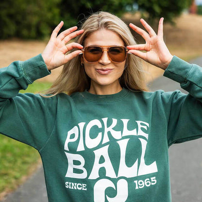 Heritage Pickle-ball Groovy Crew Neck Sweatshirt | Pickleball Sports
