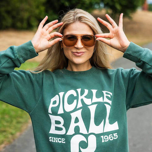 Heritage Pickle-ball Groovy Crew Neck Sweatshirt | Pickleball Sports