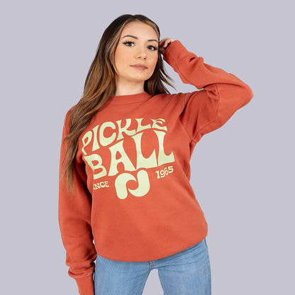 Heritage Pickle-ball Groovy Crew Neck Sweatshirt | Pickleball Sports